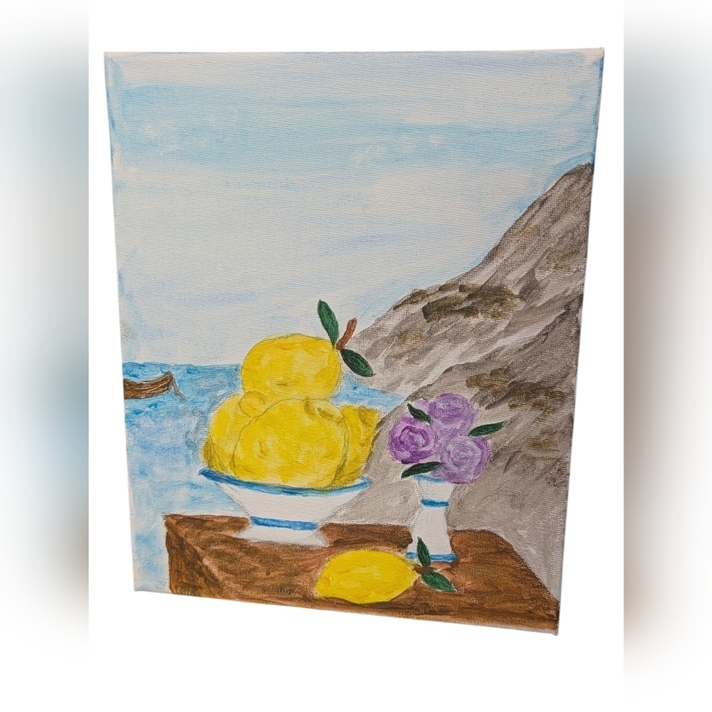 Lemon and Roses,Canvas Art,8x10